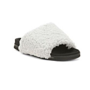 Anthropologie ROAM Cozy Fuzzy Slide Sandals in Black and Light Gray